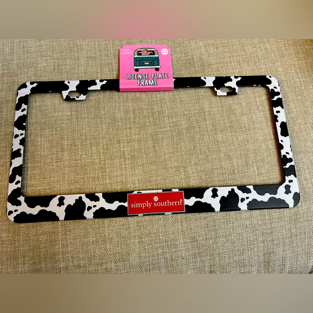 Simply Southern cow print license plate frame
